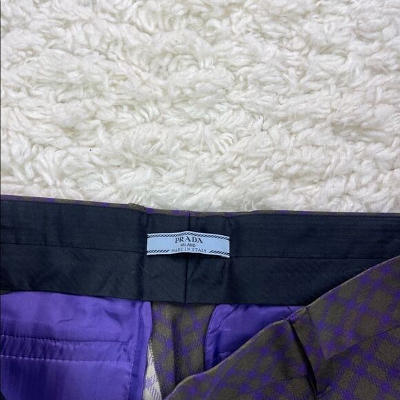 Prada Straight Leg Plaid Wool Blends Pants - Picture 2 of 7